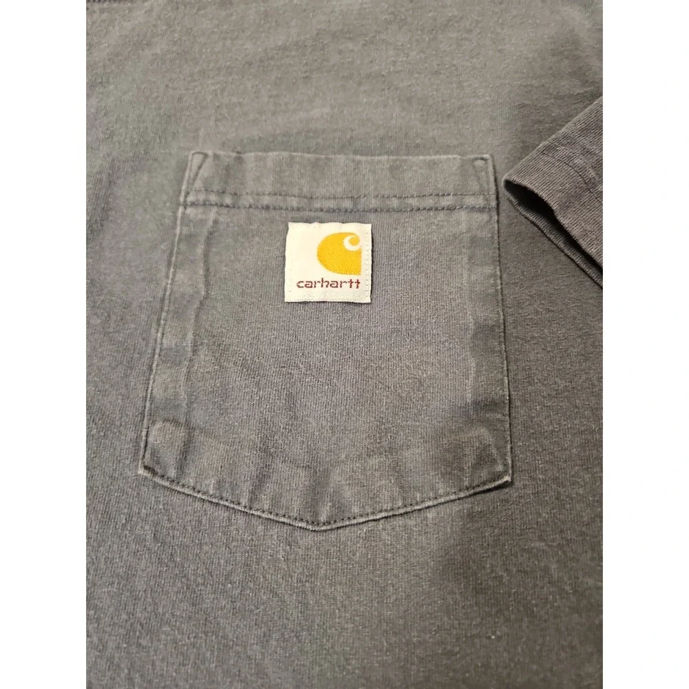 Carhartt T-Shirt Loose Fit Mens 2XL Short Sleeve Gray Crew Neck Pocket (315